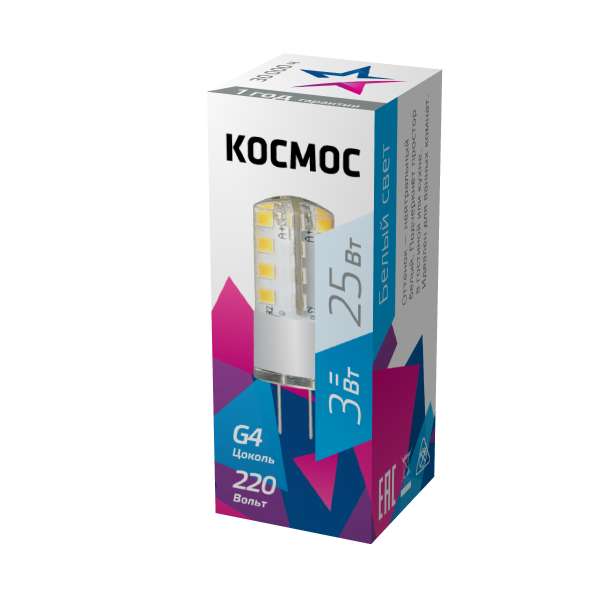 Рекомендуем купить Лампа светодиодная 3Вт 220В G4 4500К КОСМОС LksmLED3wJCG4220v45