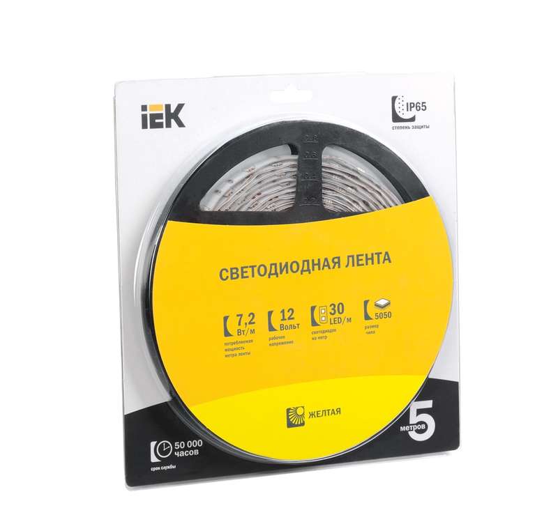 Рекомендуем купить Лента светодиодная LED LSR-5050Y30-7.2-IP65-12V 7Вт/м желт. (уп.5м) IEK LSR2-4-030-65-1-05