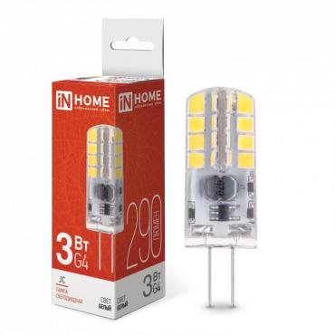Рекомендуем купить Лампа светодиодная LED-JC 3Вт капсульная прозрачная 4000К нейтр. бел. G4 290лм 12В IN HOME 4690612036021