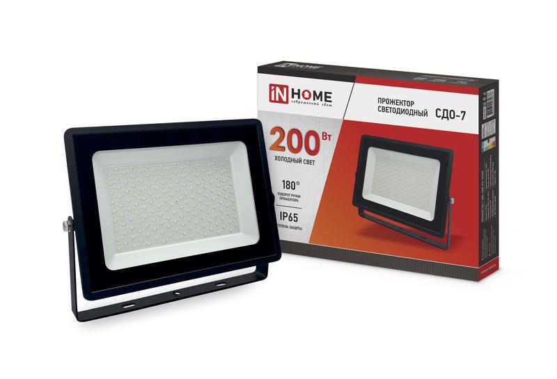 Рекомендуем купить Прожектор светодиодный СДО-7 200Вт 6500К IP65 18000лм 230В черн. IN HOME 4690612034676