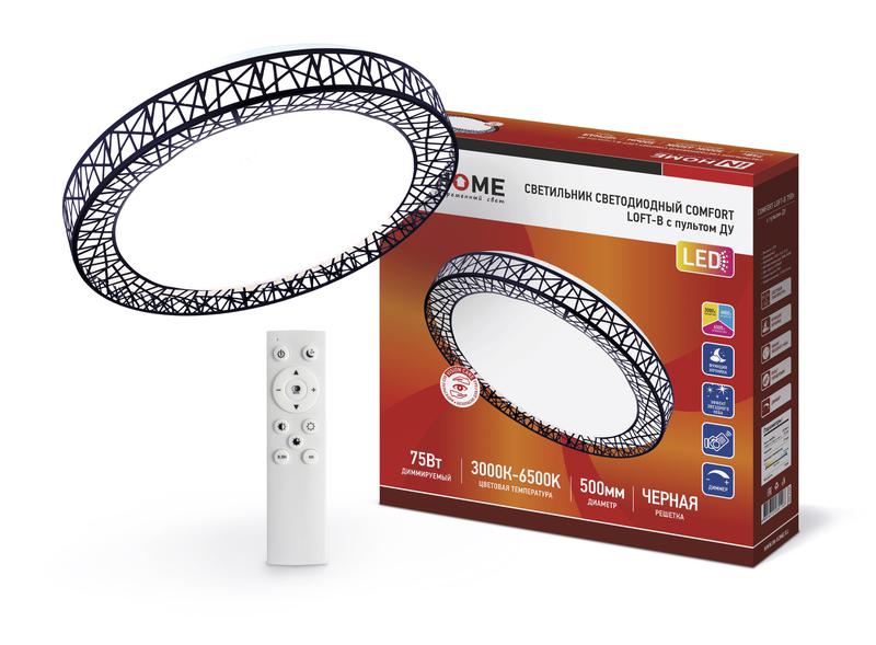 Рекомендуем купить Светильник светодиодный COMFORT Loft-B 75Вт 230В 3000-6500К 6000лм 500х100мм с пультом ДУ IN HOME 4690612035116