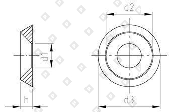 Шайба NF E 27-619 Ø10 полнотелая, со скосом 90 градусов, нерж. сталь А4 - №4