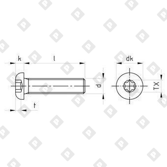 Винт ISO 7380-1 М3x6/6 с полукруглой головкой, шлиц TX10, нерж. сталь A2 - №4