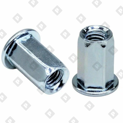 Заклепка М12x27 шестигранная с внутренней резьбой и цилиндрическим бортом, оц. сталь - №1