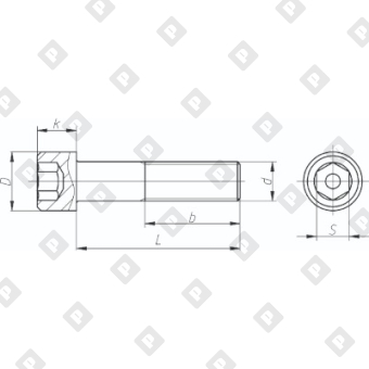 Винт DIN 912 М20x100 с неполной резьбой и цилиндрической головкой с внутренним шестигранником, кл. пр. 8.8, оц. сталь - №2