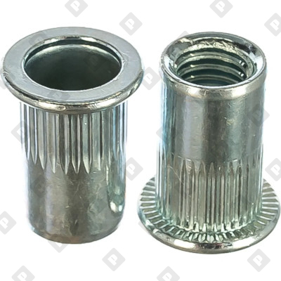 Заклепка М5x12 с внутренней резьбой, насечками и цилиндрическим бортом, оц. сталь - №1