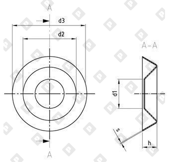 Шайба NF E 27-619 Ø10 штампованная, со скосом 90 градусов, нерж. сталь А2 - №2