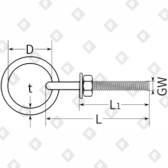 Рым-болт ART 8228 М6 с кольцом 6х35, нерж. сталь А2 - №2