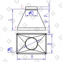 Переход прямоугольного сечения на круглое тип 1 - №1