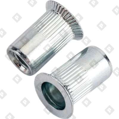 Заклепка M6x16 с внутренней резьбой и потайным бортиком, с насечками, оц. сталь - №1