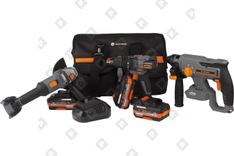 Набор из трех инструментов Anycons ударная дрель шуруповерт, УШМ, перфоратор AC-ST301 - №1