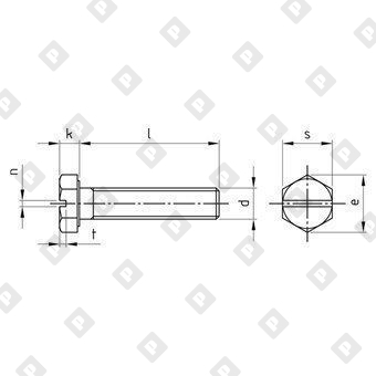 Болт DIN 933 SZ M10x60 с шестигранной головкой, прямым шлицем и полной резьбой, нерж. сталь A4 - №3
