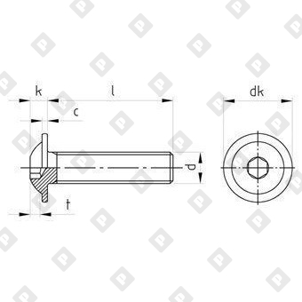 Винт ISO 7380-2 М10x12/12 с полукруглой головкой и прессшайбой, шлиц шестигранник HEX6, нерж. сталь A2 - №4