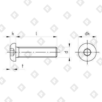 Винт ISO 7380-1 М8x75/75 с полукруглой головкой, шлиц шестигранник HEX5, нерж. сталь A2 - №4